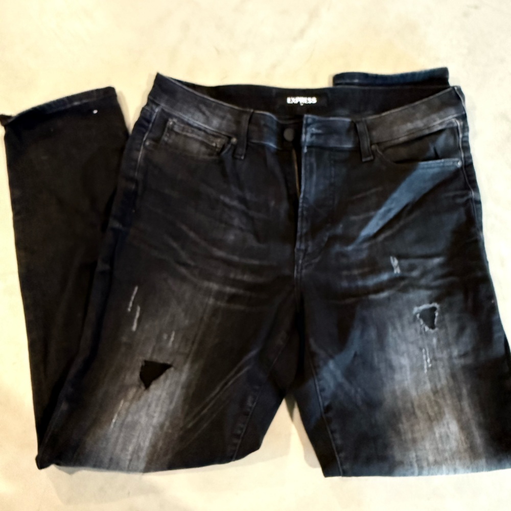 Express Men's Dark Distressed Jeans